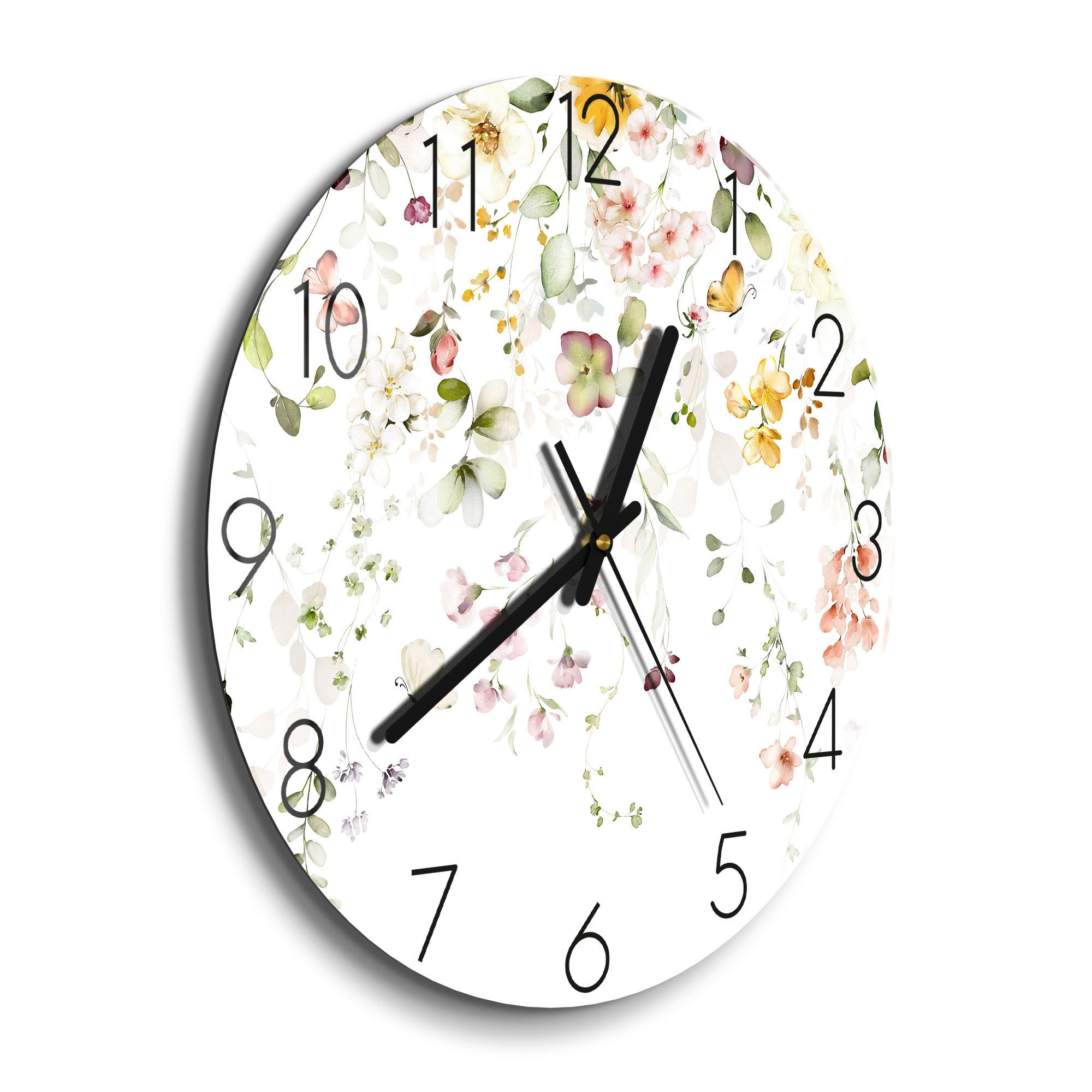 DEQORI Wanduhr 'Zarte Blütenpracht' (Glas Glasuhr günstig online kaufen