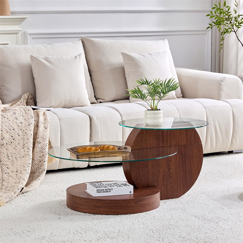 REDOM Couchtisch Moderner minimalistischer gehärteter (mehrstufiges Design, hochwertige MDF-Trägerstruktur. Mehrere Farben zur Auswahl., 1-St., 89.9*73.2cm)