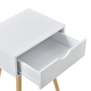 en.casa Nachttisch, »Arnis« Beistelltisch Nachtkommode mit Schublade weiß