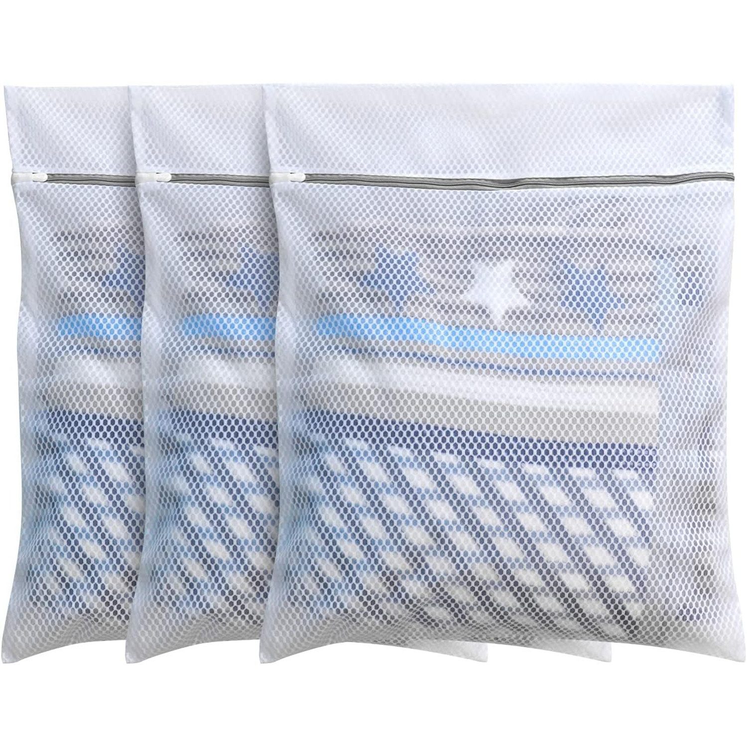HAUSS SPOLE Wäschesäckchen Wäschebeutel Wäschesack Wäschepflege Wabenstruktur Verformungsschutz,(50 x 60 cm Mit Reißverschluss, 3-St., Reisen Mesh Waschbeutel Laundry Bag 3 Stück), für Empfindliches Mäntel Bluse Schuhe BH Socken Pullover Babykleidung