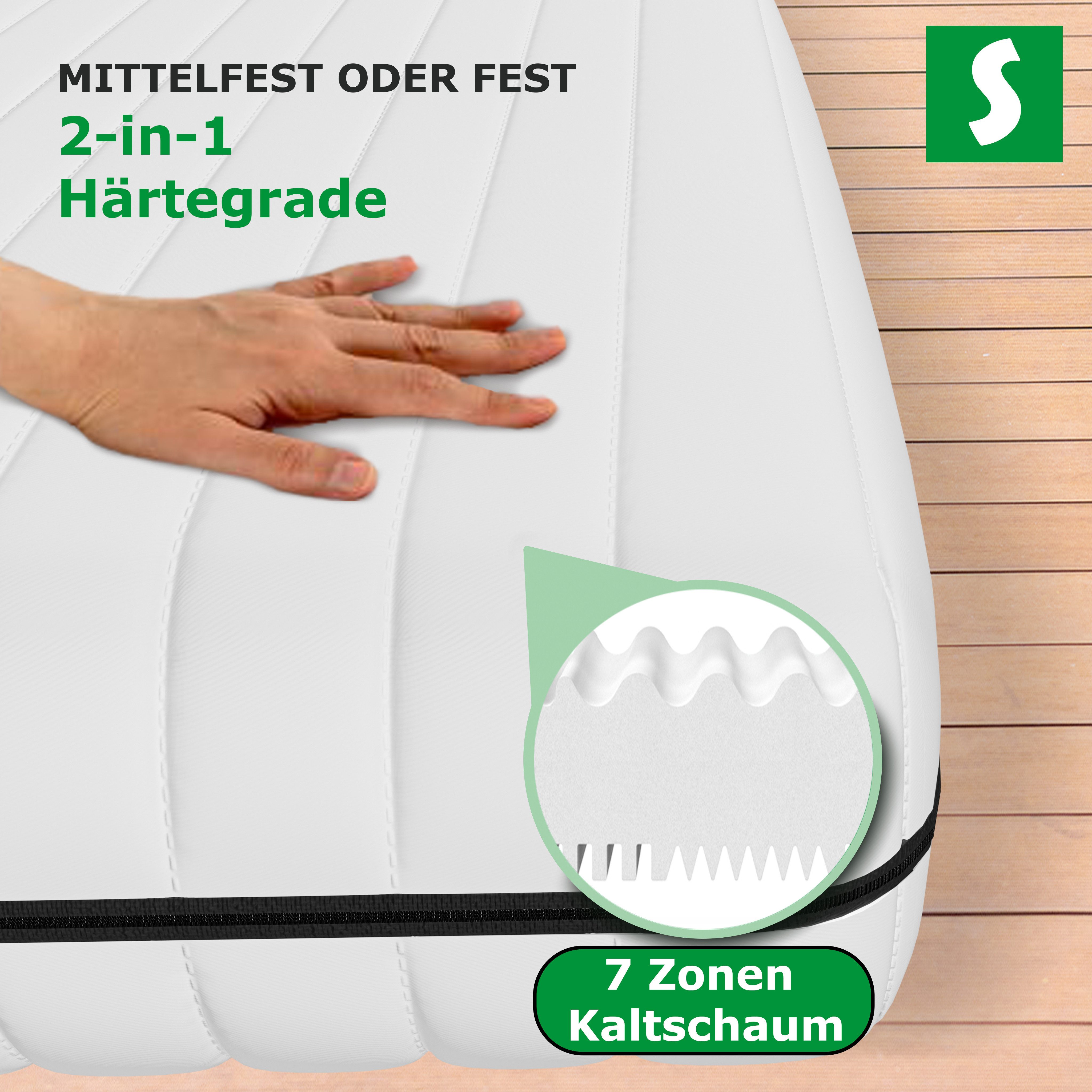 Kaltschaummatratze Easy Flex Wendematratze mit Zwei Härtegrade für Schlafkomfort, Schlaftroll, 18 cm hoch, H2 und H3, 18 cm hoch, 90 x 200,140x200, 180x200 cm u – Bild 5 von 5
