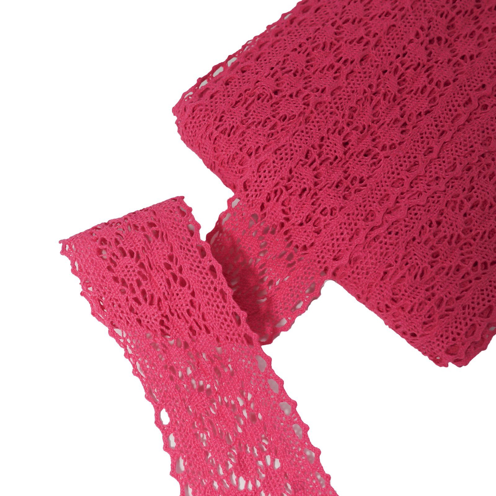 maDDma Spitzenband 1m / Meterware Klöppelspitze aus Baumwolle, Breite 63mm, pink