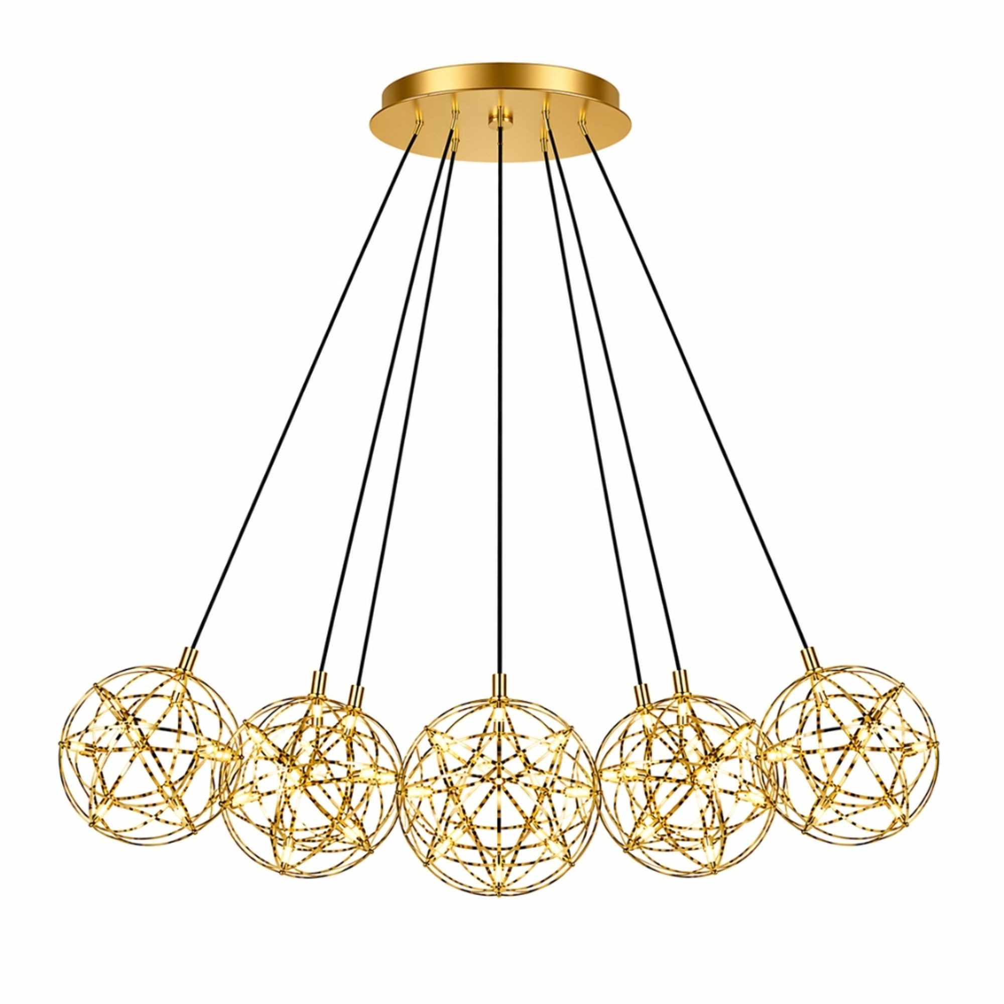 s.luce Pendelleuchte s.luce Atom LED Mehrfach-Pendelleuchte Cluster 7-flammig Gold, Warmweiß