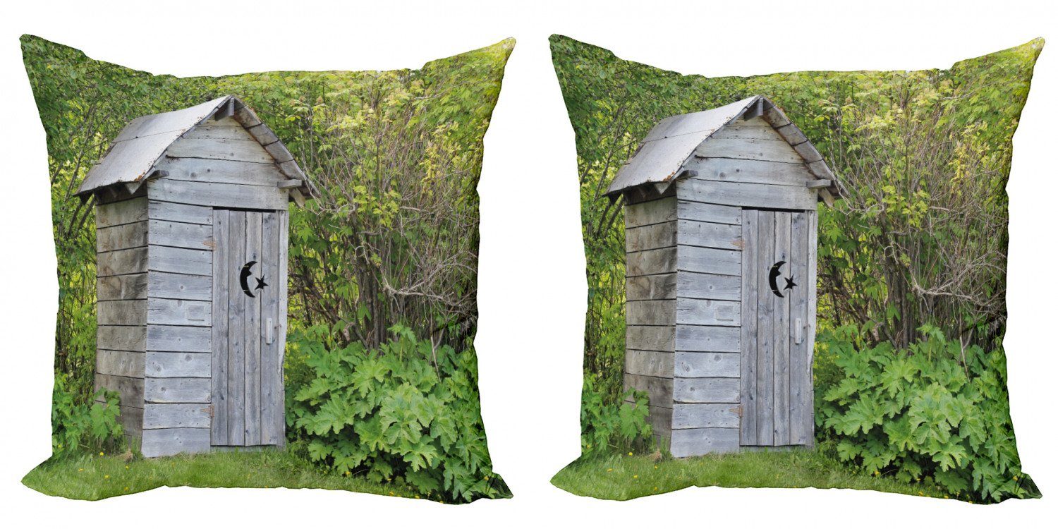 Kissenbezüge Modern Accent Doppelseitiger Digitaldruck, Abakuhaus (2 Stück), Toilettenhäuschen Unterkunft auf dem Bauernhof Wald