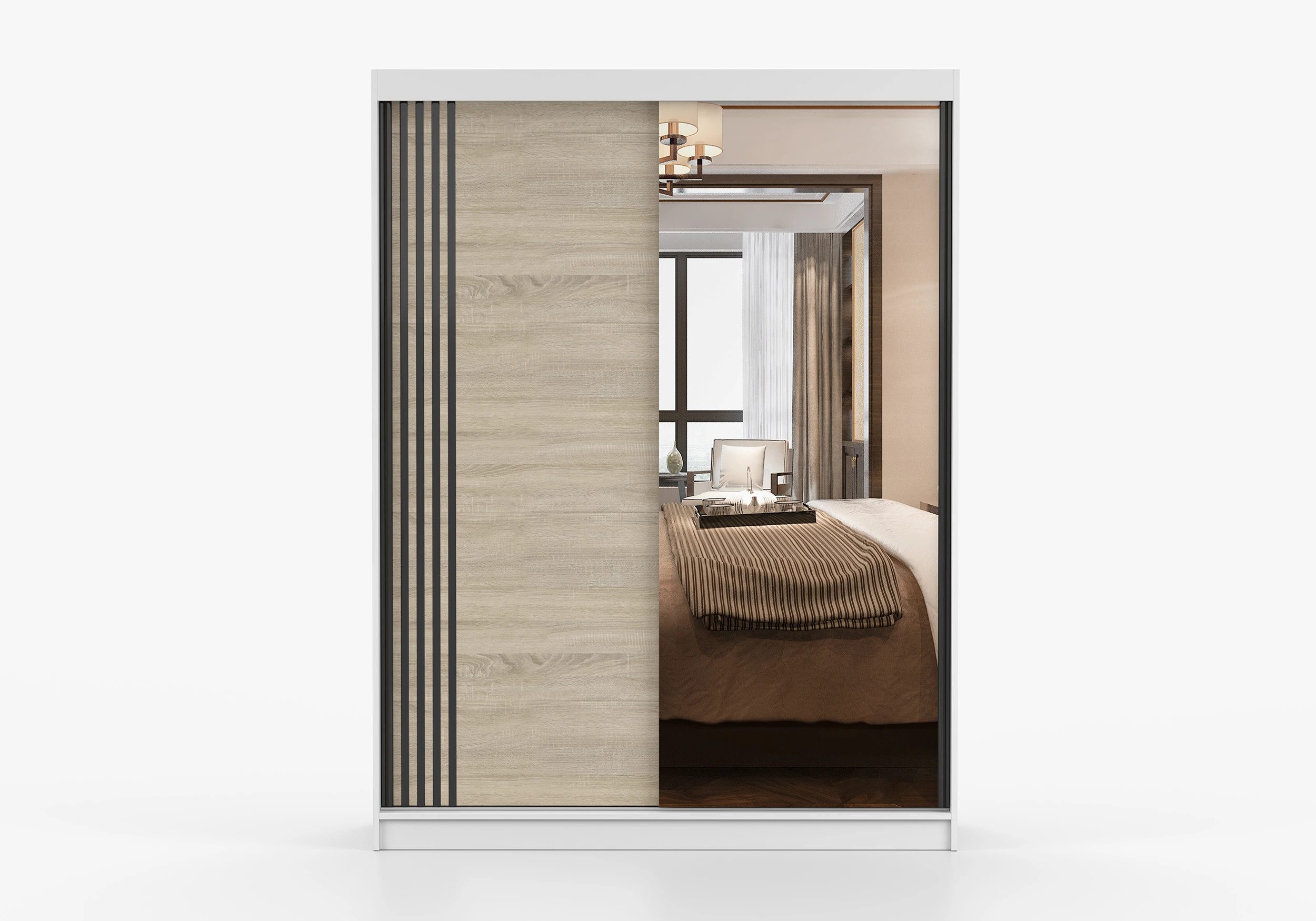 imoebel24 Schwebetürenschrank VISTA 07 150 cm - Weiss / Sonoma günstig online kaufen