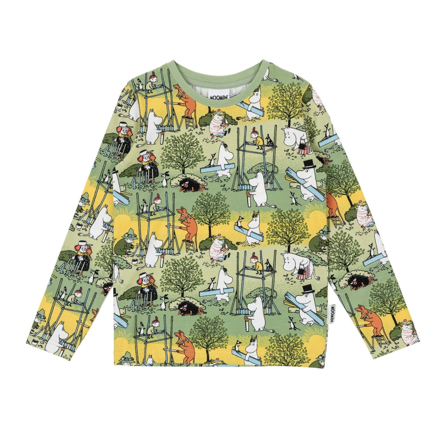 Moomin by Martinex Langarmshirt Moomin Langarmshirt „Busy Bees“ – Green, Allover-Print