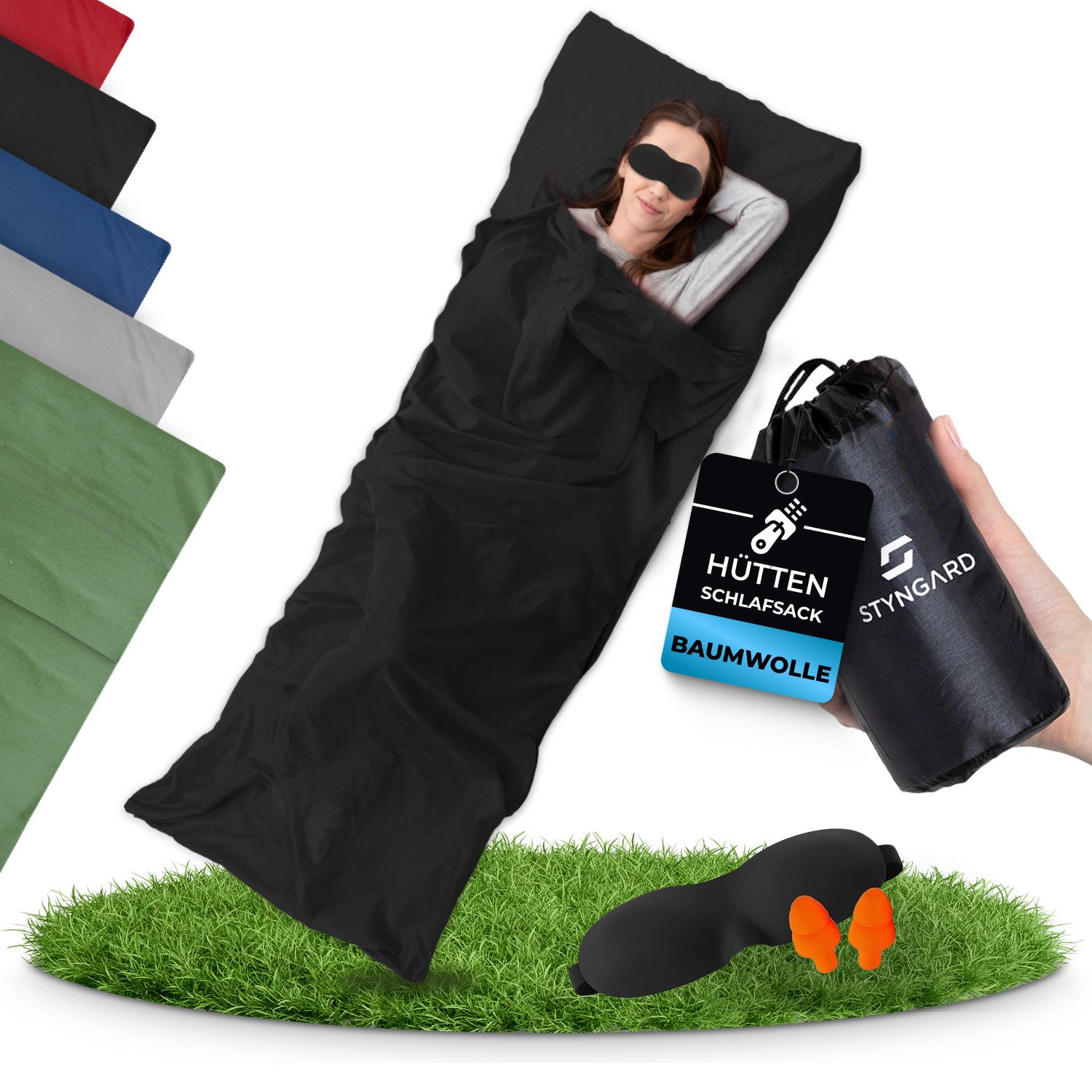 Styngard Schlafsackinlett 2in1 Hüttenschlafsack ultraleicht Mikrofaser [200g] - kleines Packmaß