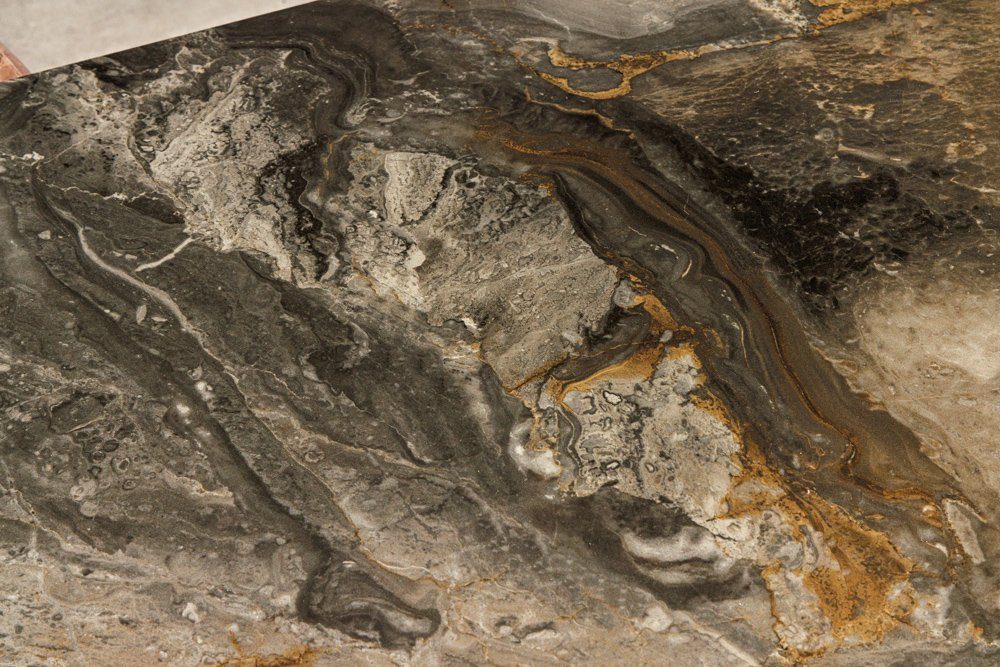 riess-ambiente MARVELOUS dining table 180-220-260cm taupe / black · seats up to 12 people (single item, 1 pc), ceramic · glass · metal · extendable · marble design · industrial