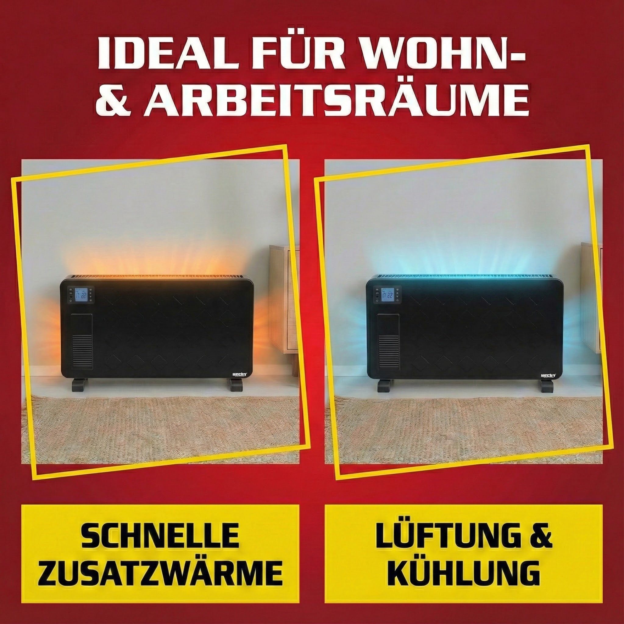 Hecht Konvektor Elektro Heizung Heizlüfter Elektroheizer 3623, 2300 W, Thermostat, Timer, Stromsparend – Bild 5 von 5