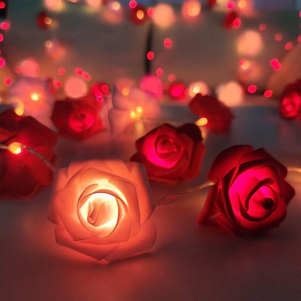 Qualra LED-Lichterkette Deko Rosen Lichterkette Blumen 20LED 3M für Innen Z günstig online kaufen
