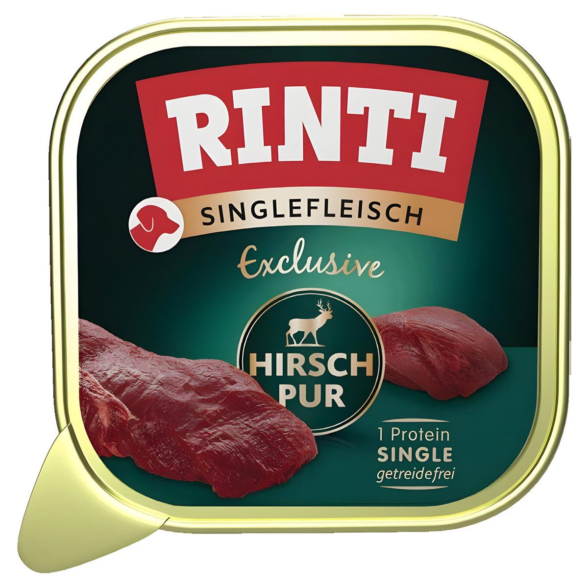 Rinti Singlefleisch Exclusive Hirsch pur 150 g - 10 Stück, Nassfutter für: Hund