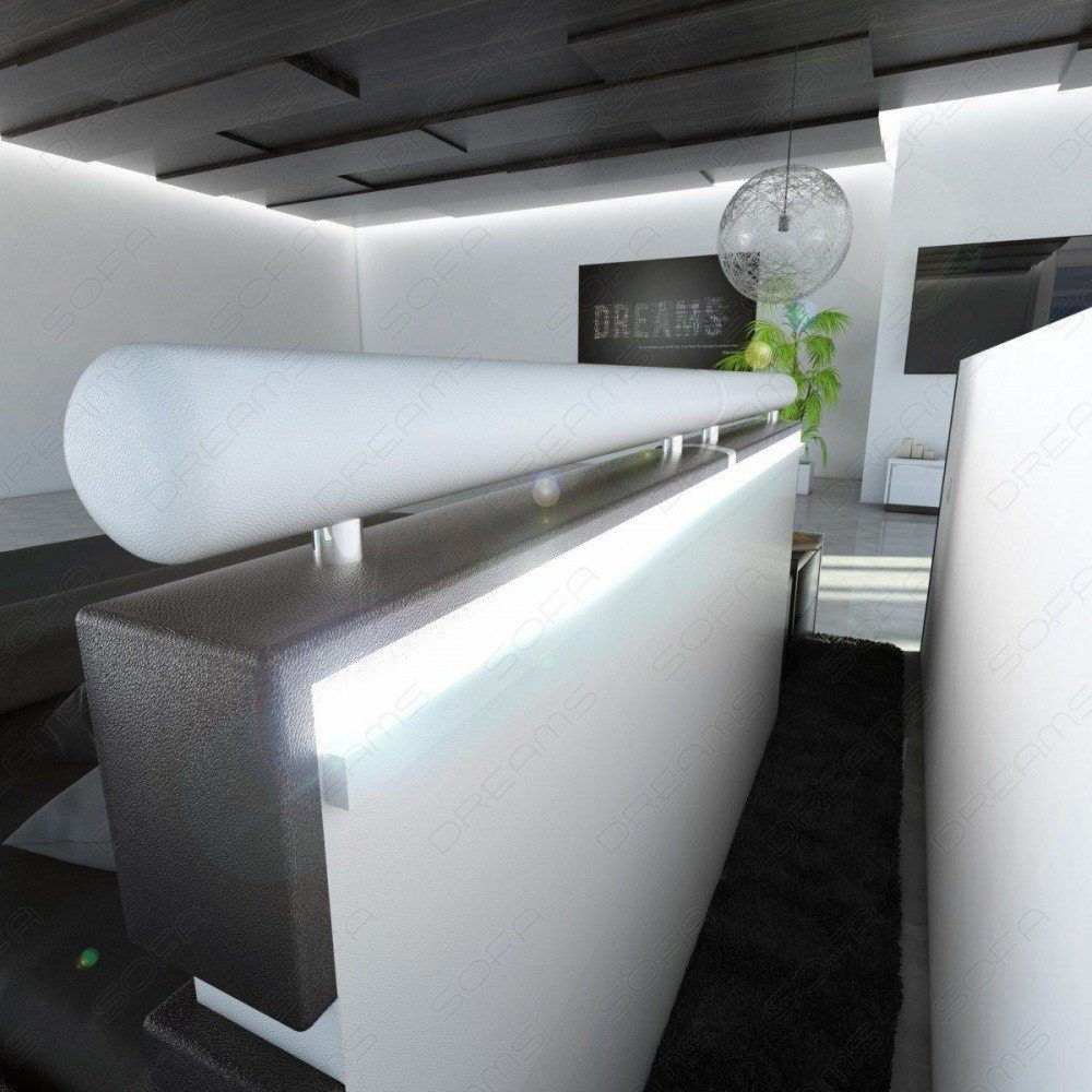 Sofa Dreams Boxspringbett mit mit LED grau-weiß LED Beleuchtung, Premium Topper, mit Komplettbett Beleuchtung mit Bett Kopfteil im Venedig Kunstleder Matratze