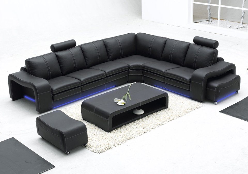 JVmoebel Ecksofa, Ledersofa Sofa Couch Wohnlandschaft Ecksofa Eck Design Modern