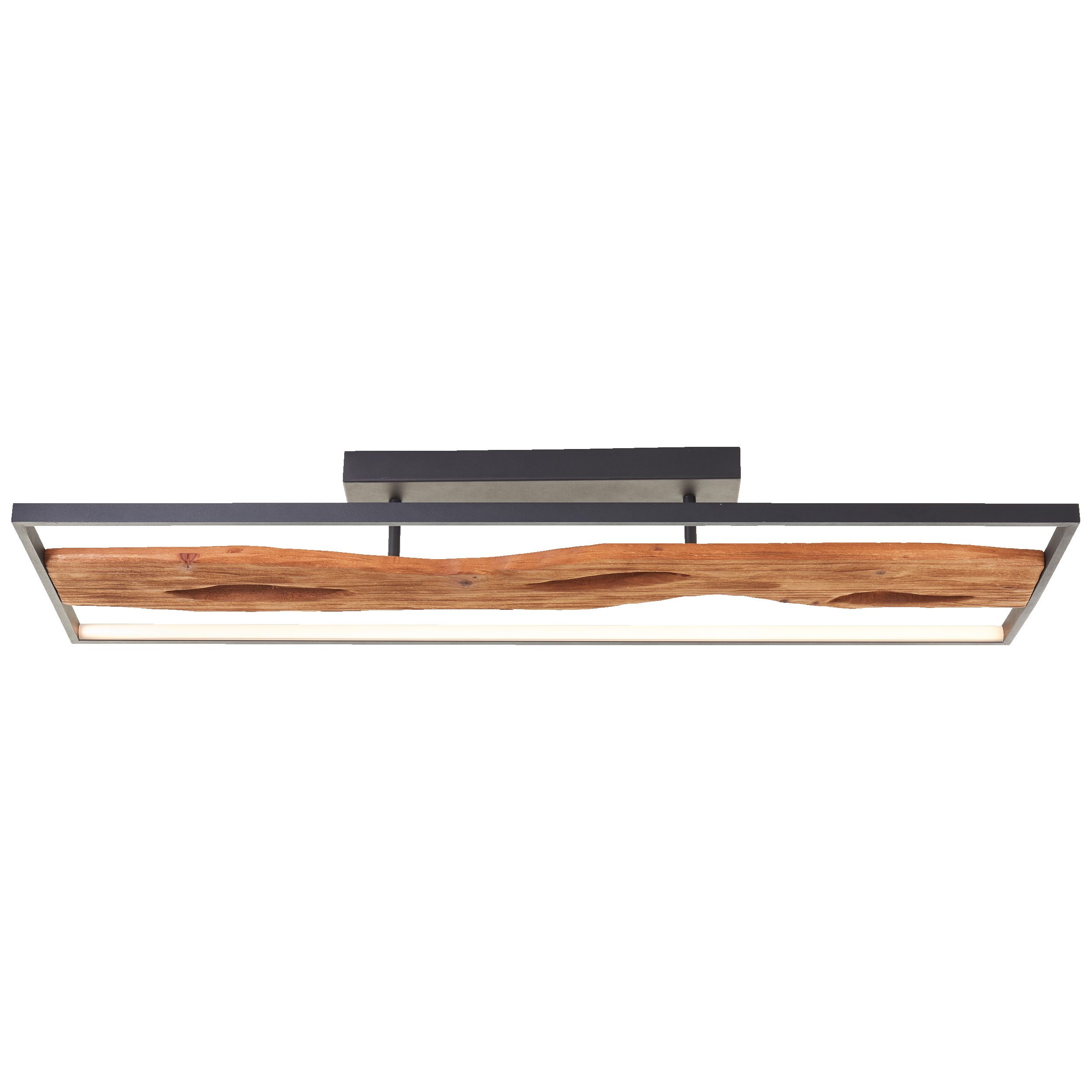 Lightbox Deckenleuchte, LED fest integriert, Warmweiß, LED Deckenlampe, 100x14x30 cm, 6600 lm 3000 K, Metall/Holz/Kunststoff