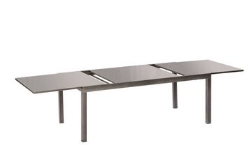 MERXX Garten-Essgruppe Vicenza, (Set 7-teilig, Tisch, 6 Klappsessel, Aluminium mit Textilbespannung, Sicherheitsglas), mit ausziehbarem Tisch