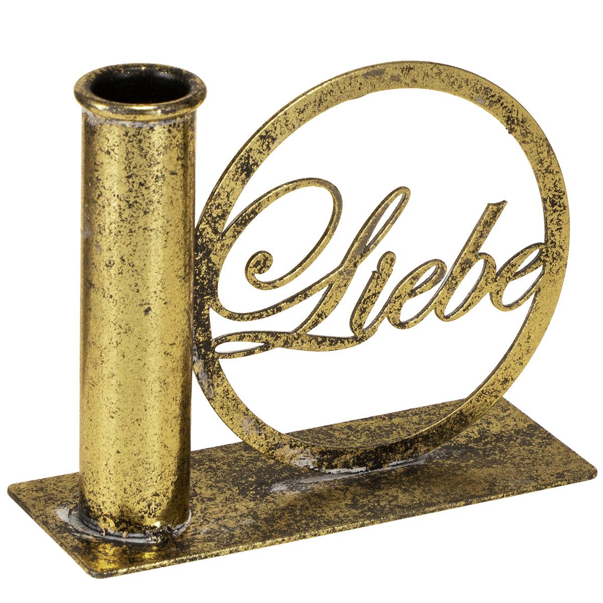 Florists Products Kerzenhalter Romantischer Stabkerzenhalter aus Metall mit Schriftzug Liebe