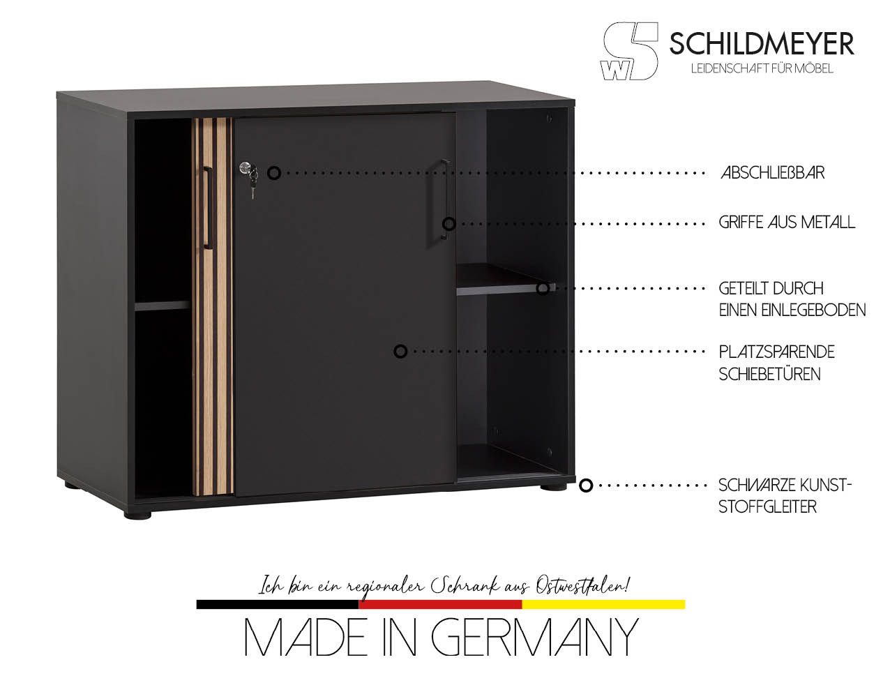 Schildmeyer Schiebetürenschrank Hank, Schiebetürenschrank, Made in Germany, B: 100 cm Solide Verarbeitung - Dieses Produkt ist in Deutschland gefertigt