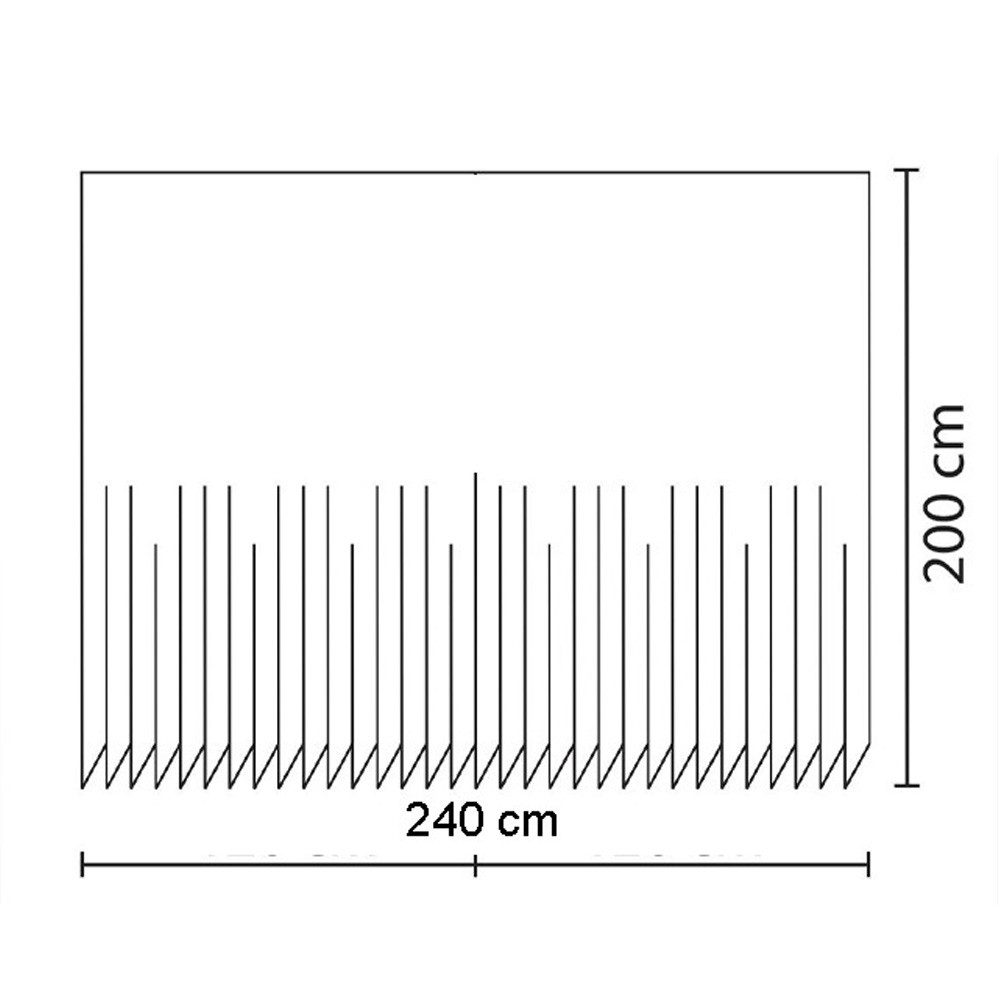 Ekershop Duschvorhang Textil Uni Farben Weiß Schwarz Rot Grau Breite 240 cm für Duschstange (inkl. Ringe), Höhe 200 cm, wasserabweisend, waschbar, bügelbar