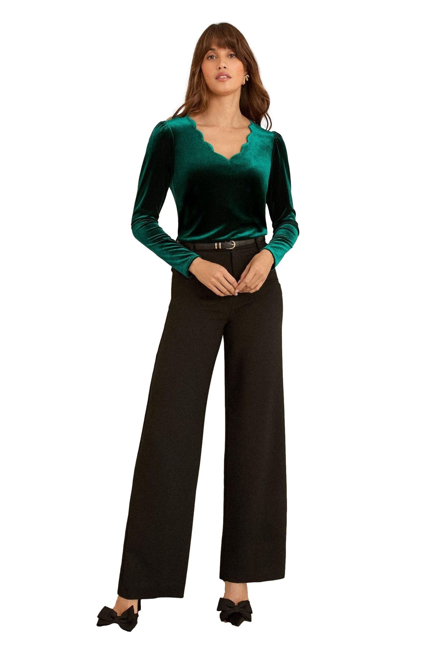 Love & Roses Langarmbluse Love & Roses Samt-Shirt mit Bogenkante, Regular ( günstig online kaufen