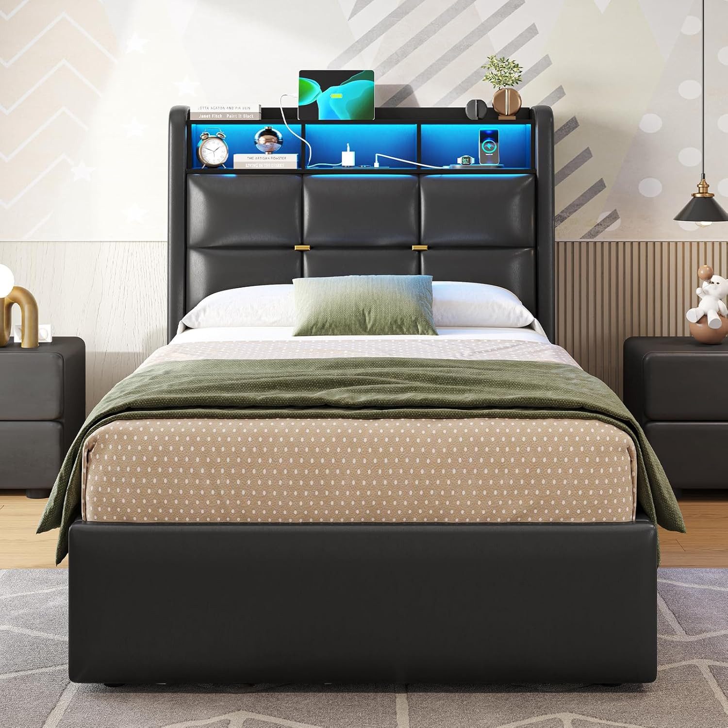 MSMASK Polsterbett mit LED Beleuchtung und günstig online kaufen
