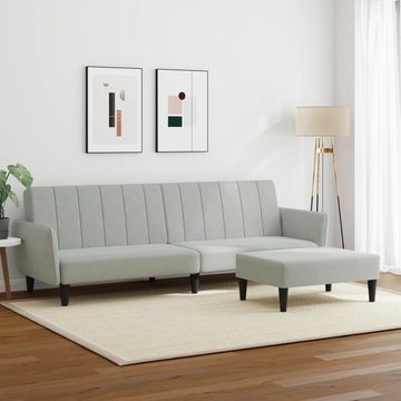 vidaXL Sofa Schlafsofa 2-Sitzer mit Fußhocker Hellgrau Samt