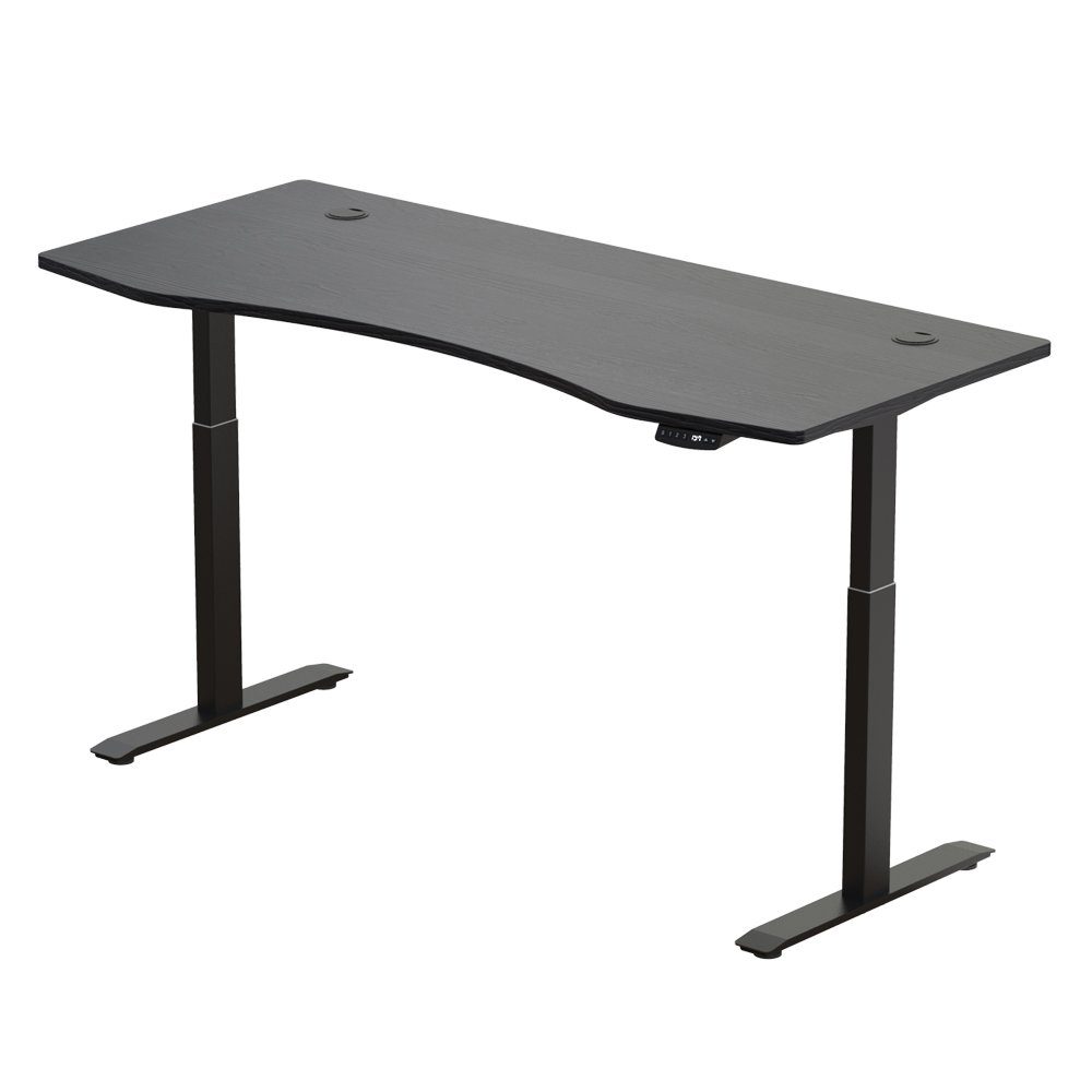 Höhenverstellung elektrischer Tischplatte | schwarz & (Set, Schreibtisch 150 mit | oder Funktionen 1-St), PROMAFIT Arbeitstisch Schwarz Memory Schwarz 180 3 cm