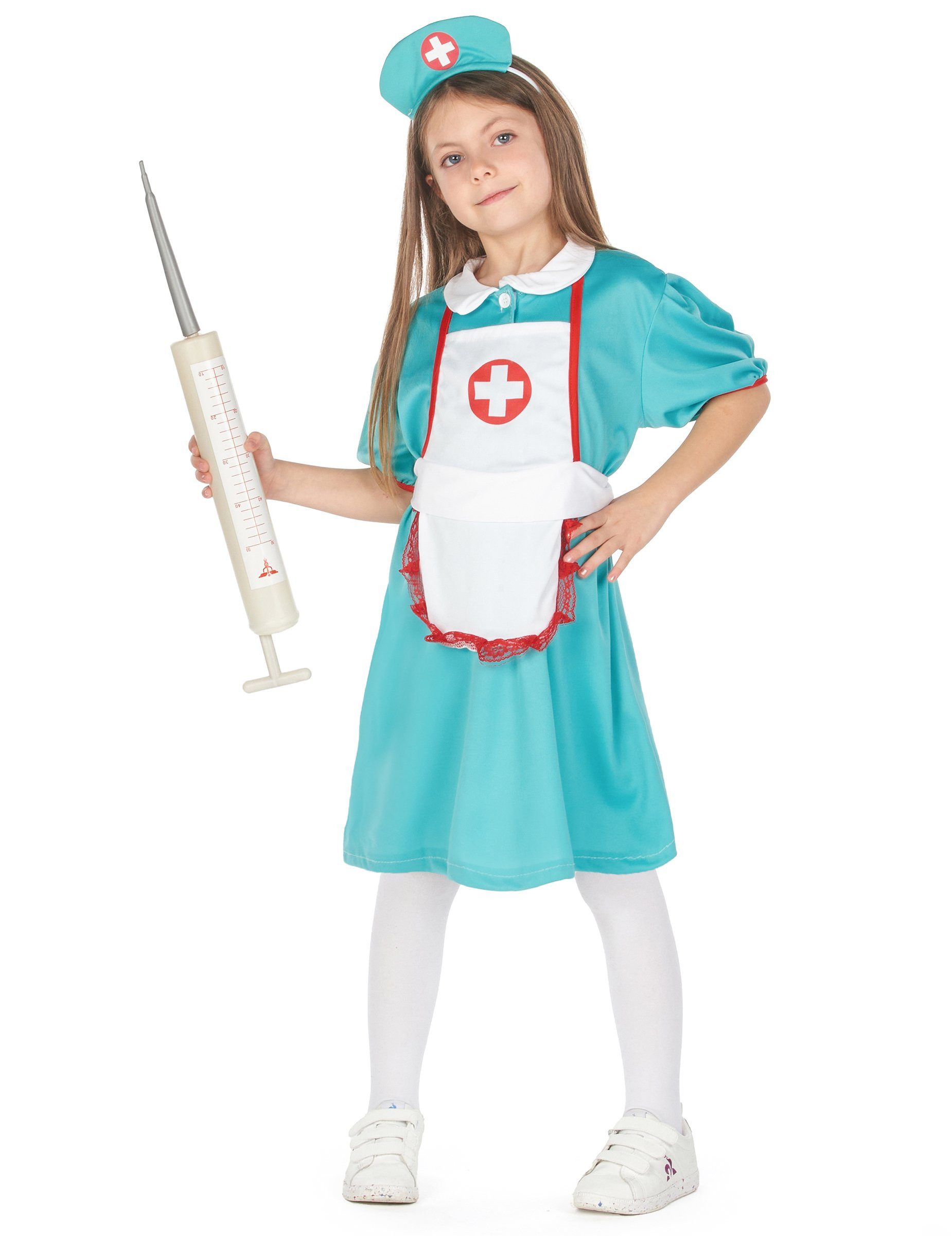 Kostüm Krankenschwester-Kinderkostüm türkis-weiss-rot