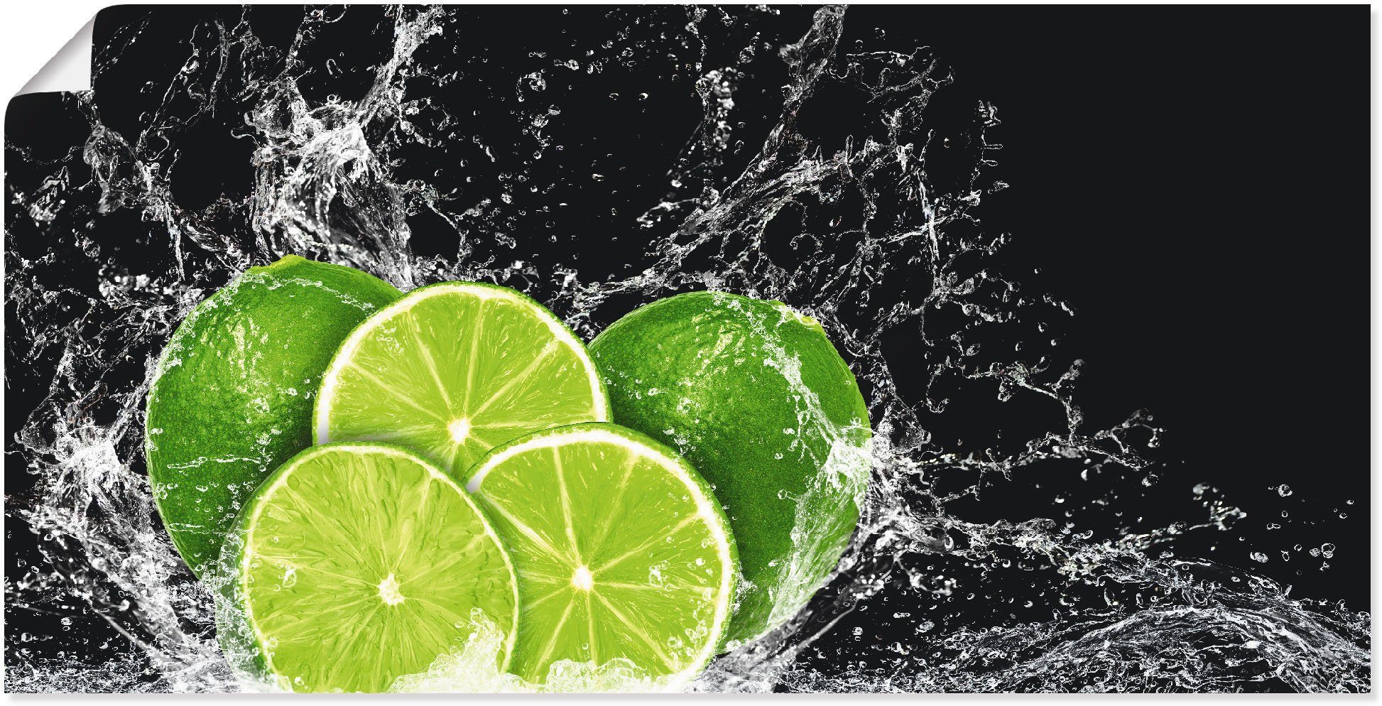 Artland Wandbild Limone mit Spritzwasser, Obst Bilder (1 St), als Alubild, Leinwandbild, Wandaufkleber oder Poster in versch. Größen | Poster