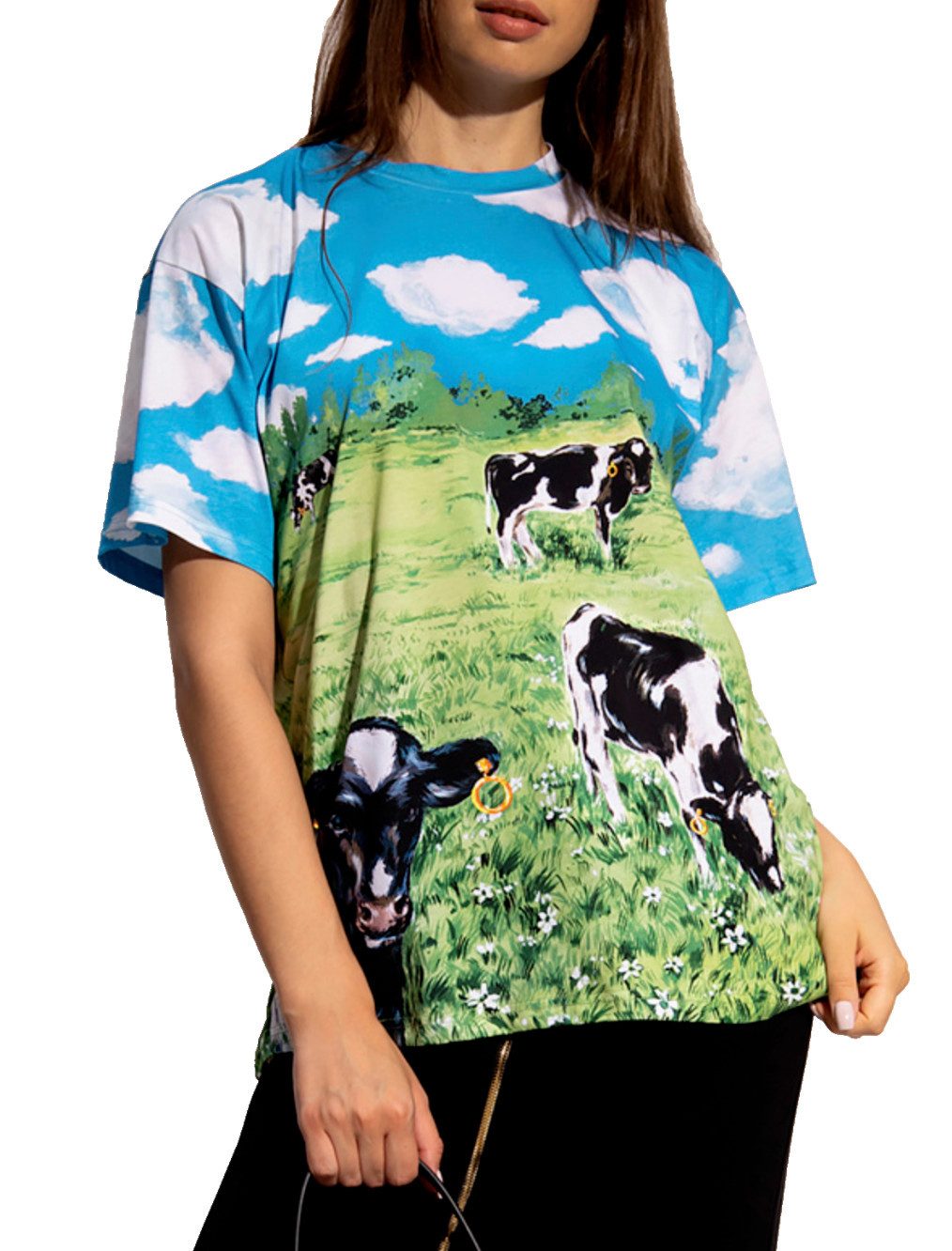 Moschino T-Shirt T-shirt Oversize Farm Countryside Cow Print Graphic Tee
