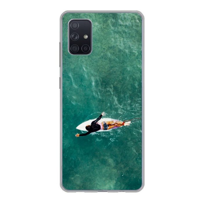 MuchoWow Handyhülle Surfer beim Paddeln Phone Case Handyhülle Samsung Galaxy A71 Silikon Schutzhülle