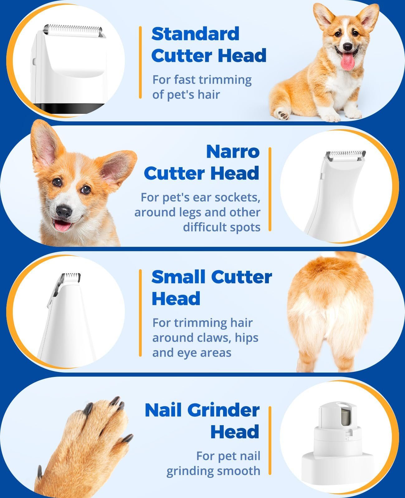 Purpurra Hundeschermaschine Oneisall Leise Schermaschine Hund Katze 4 in 1 Komplett-Set