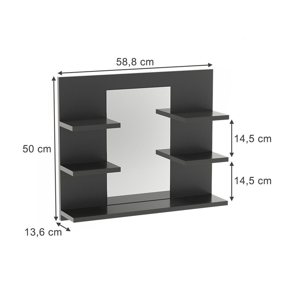 Vicco Badezimmerspiegelschrank Wilbur, Anthrazit, 58.8 x günstig online kaufen