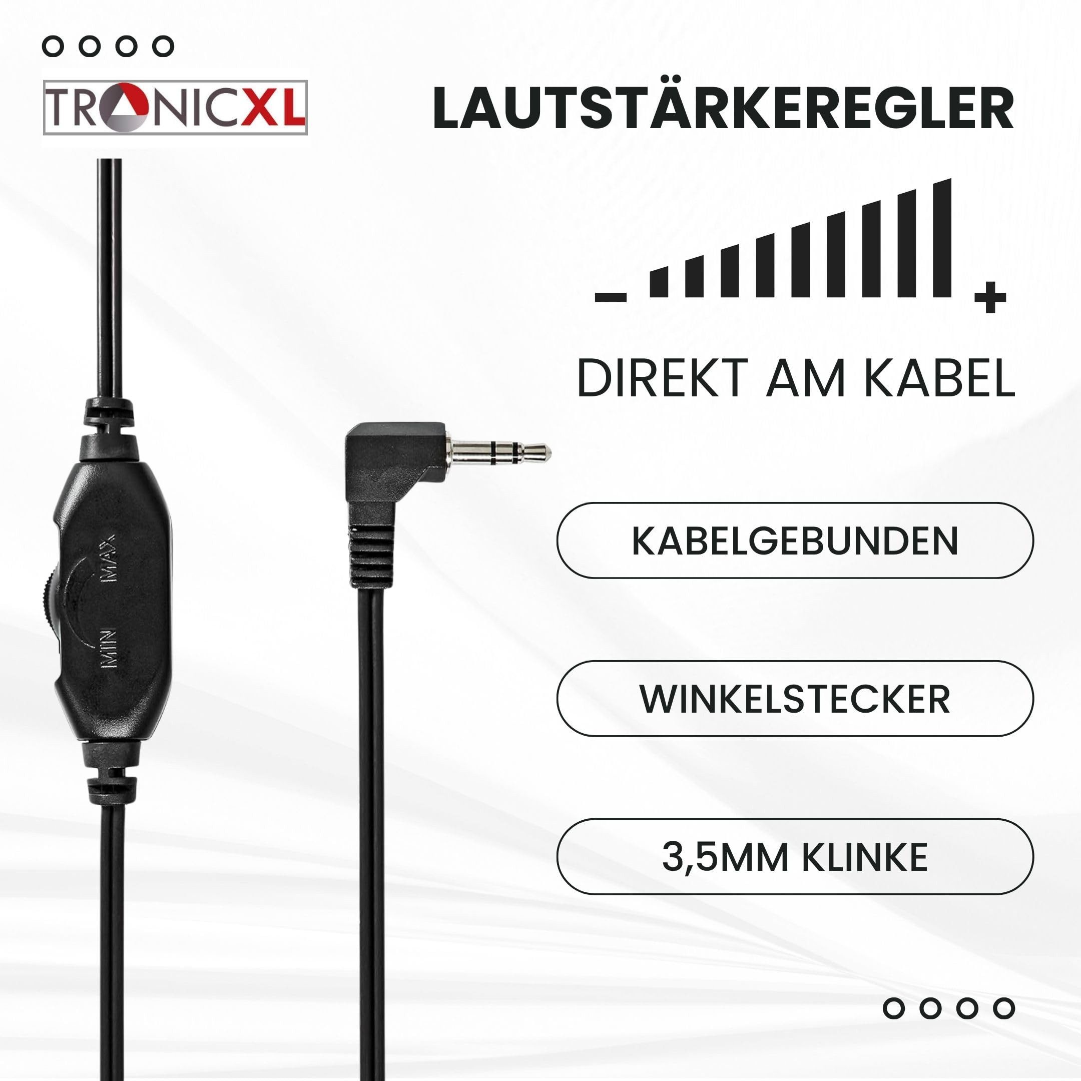 TronicXL Fernseh Kopfhörer 6m langes Kabel Kopfbügel Klinke TV lang 3,5mm HiFi-Kopfhörer