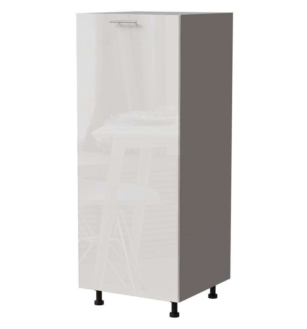 Feldmann-Wohnen Unterschrank Essen (D5D/60/154, 1 Tür, innen 3 Fächer, 1-St., moderne Optik, Acrylfronten mit Glaseffekt) 60x59x154cm grau - weiß Hochglanz (ES-D5D/60/154)