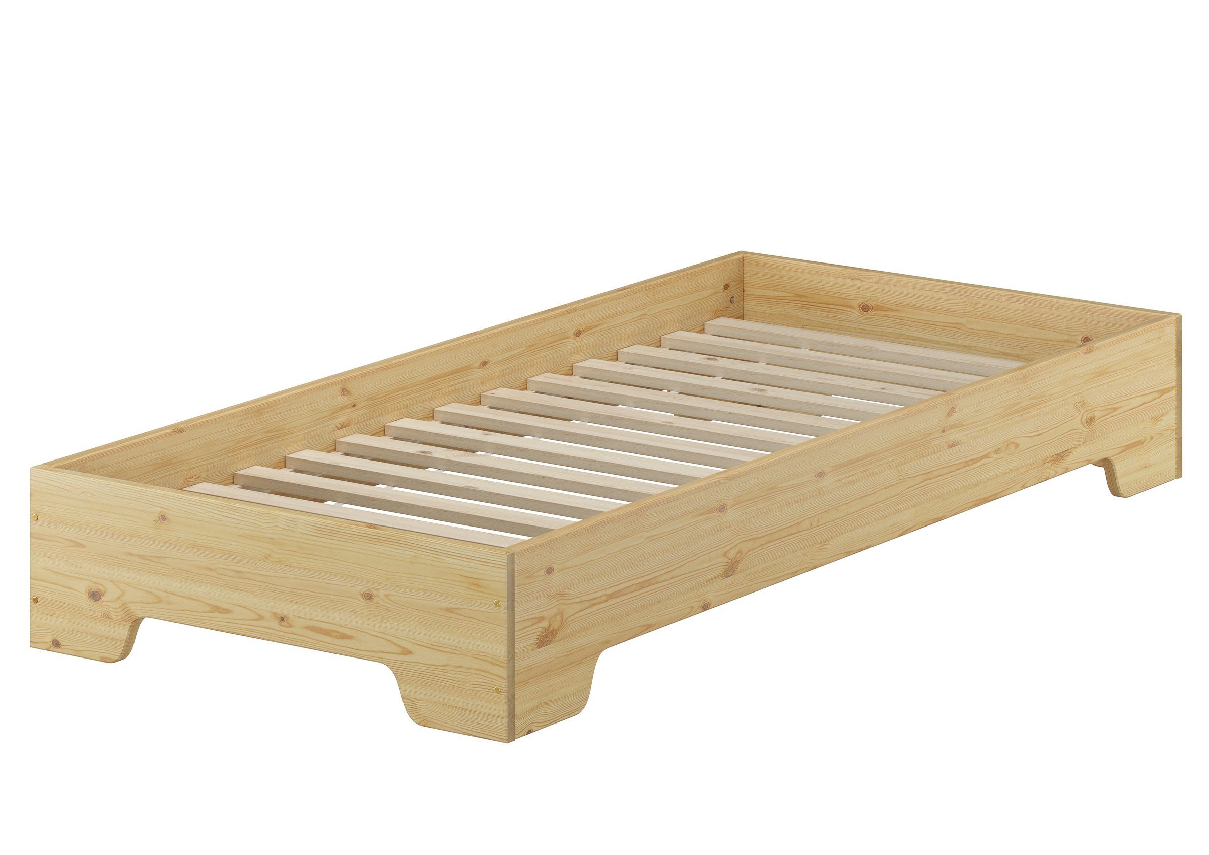 ERST-HOLZ Stapelbett Einzelbett 90x200 Kiefer massiv mit Rollrost