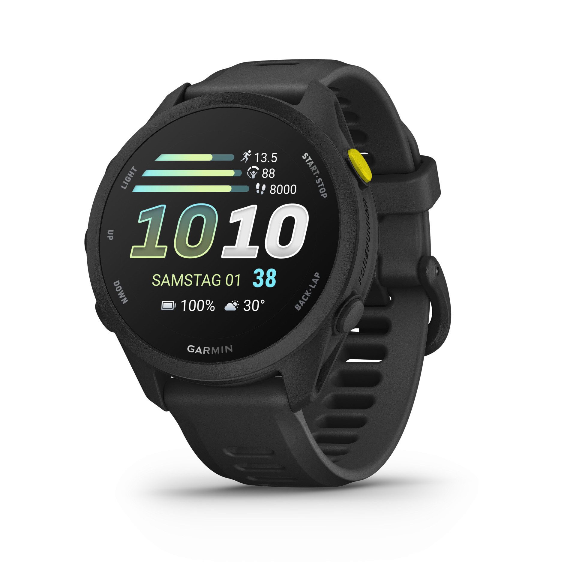 Garmin Forerunner 70 mit Silikonarmband 20 mm Smartwatch (3,048 cm/1,2 Zoll), Smarte GPS-Laufuhr für deinen Laufeinstieg