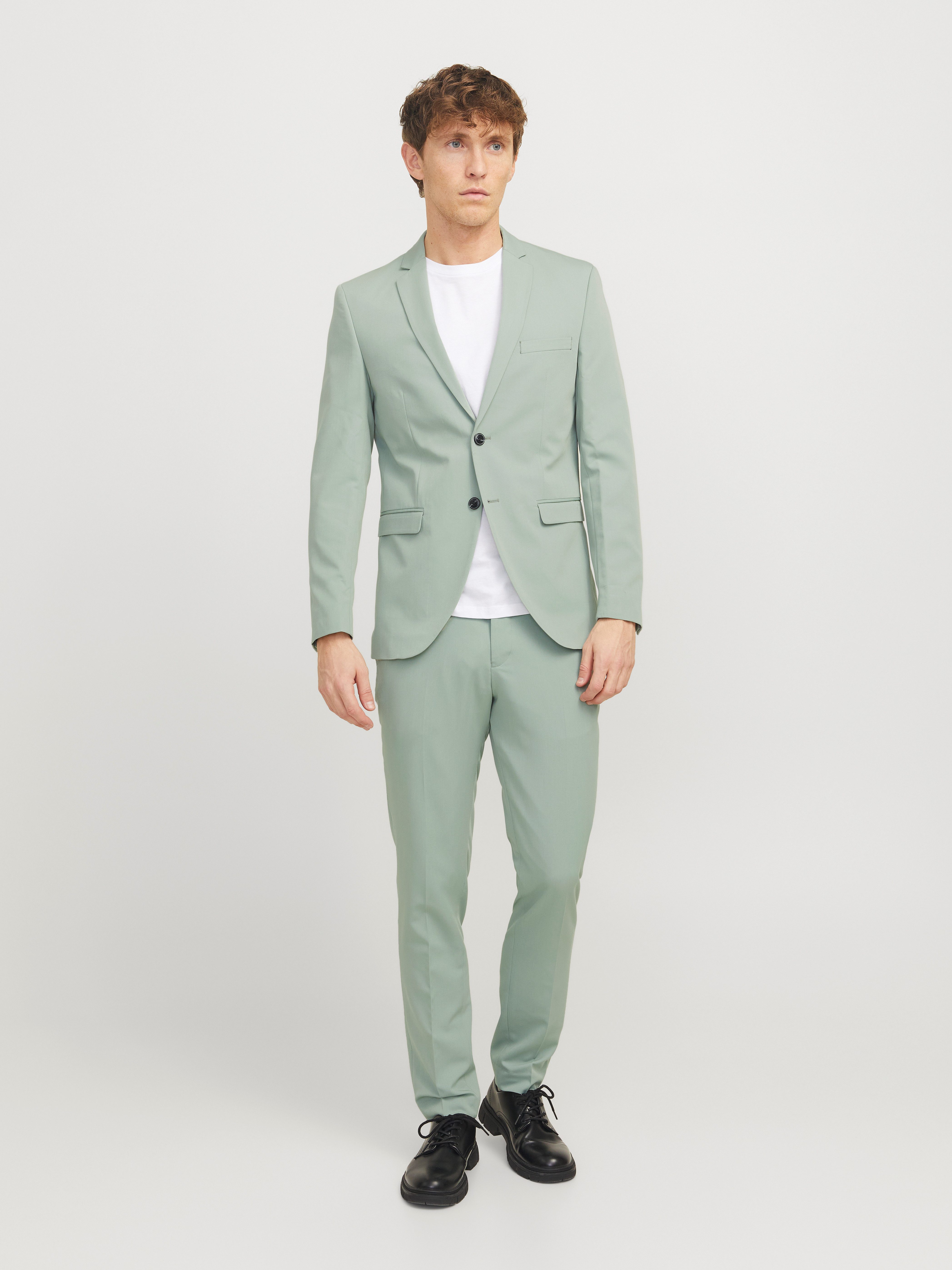 Jack & Jones Anzug JPRFRANCO Extra schmal, pflegeleicht, stilvoll mit fallendem Revers Materialmix, slim fit