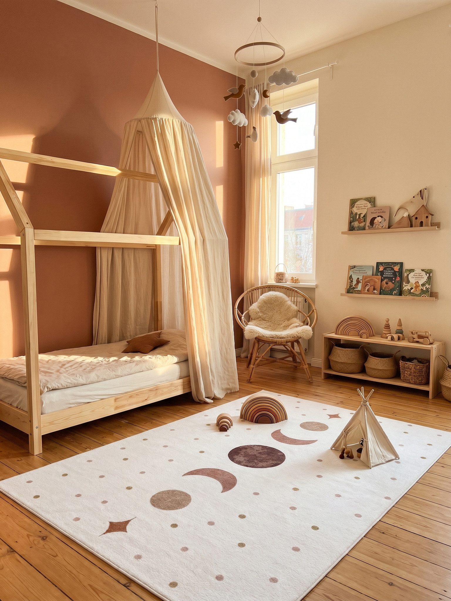KADIMA DESIGN Teppich TINO Kinderteppich Waschbar Kinderzimmer Schadstoffgeprüft, Läufer, Höhe: 10 mm, Creme, 80x150 cm, Kinderteppich Waschbar Spielteppich