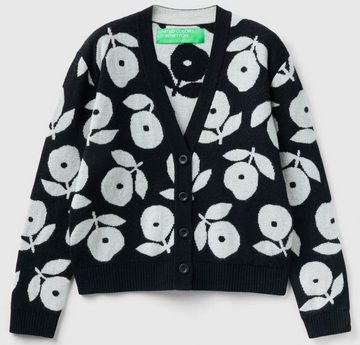 United Colors of Benetton Strickjacke mit Blumen-Strickmuster