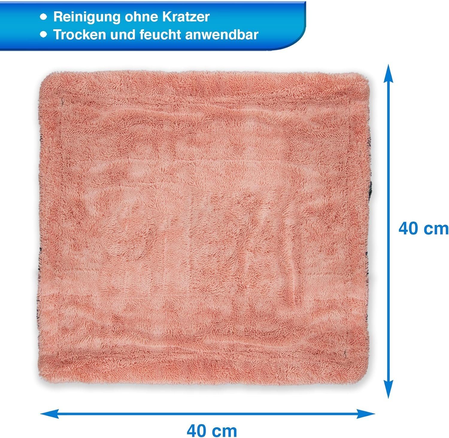 Mikrofasertuch Haushalt GSM) und Wasch- Auto Premium Poliertücher cosey (1200 Pink/Grau und für (2x