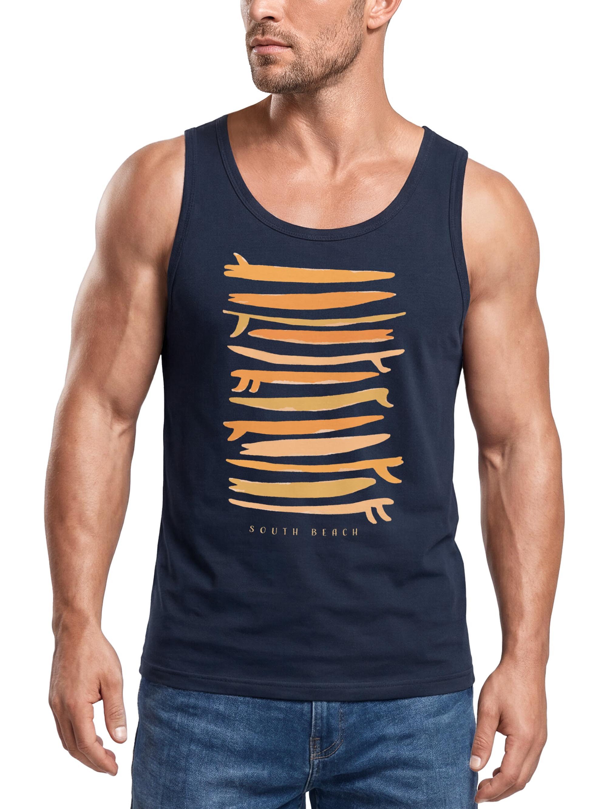 Neverless Tanktop Herren Tank-Top Surfboards South Beach California USA Sommer Surfing mit Print