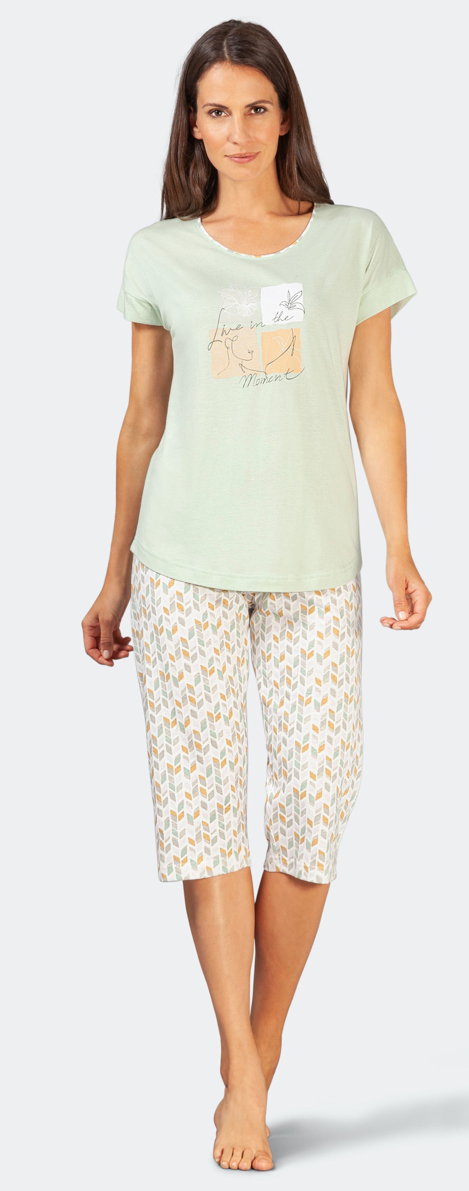 Hajo Schlafanzug Damen Pyjama Caprihose (2 tlg) Modisches Design