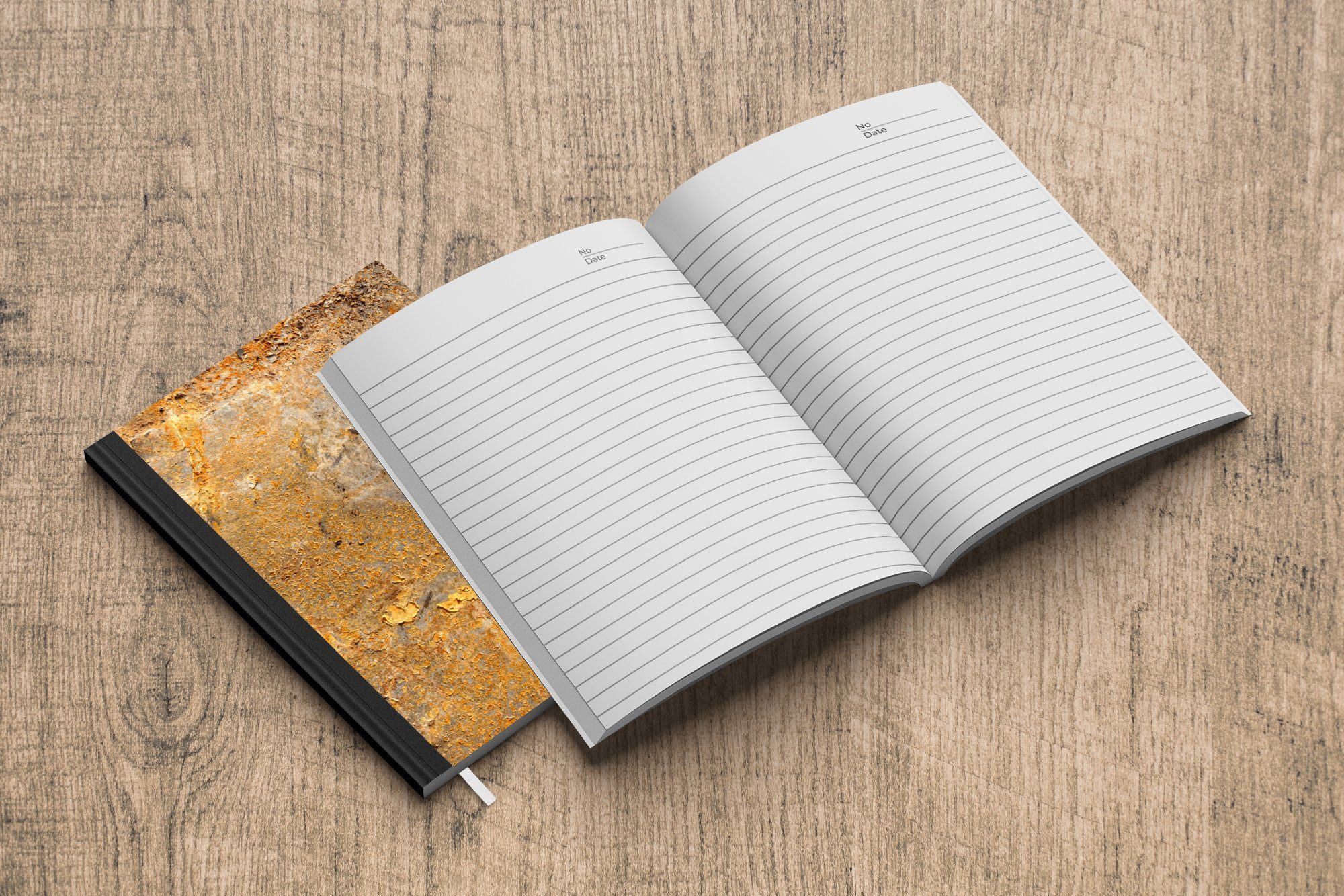Notizbuch Metall Tagebuch, Grau Seiten, - Textur, Merkzettel, Journal, Haushaltsbuch Gold Rost - Notizheft, - A5, MuchoWow - 98
