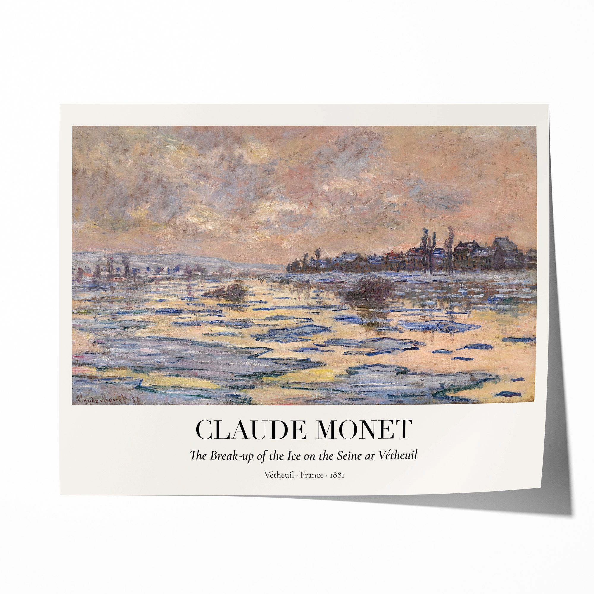 JUSTGOODMOOD Poster Premium ® Claude Monet Poster Eisschmelze Seine 1881 Vétheuil Vintage, (1 St), verschiedene Größen wählbar