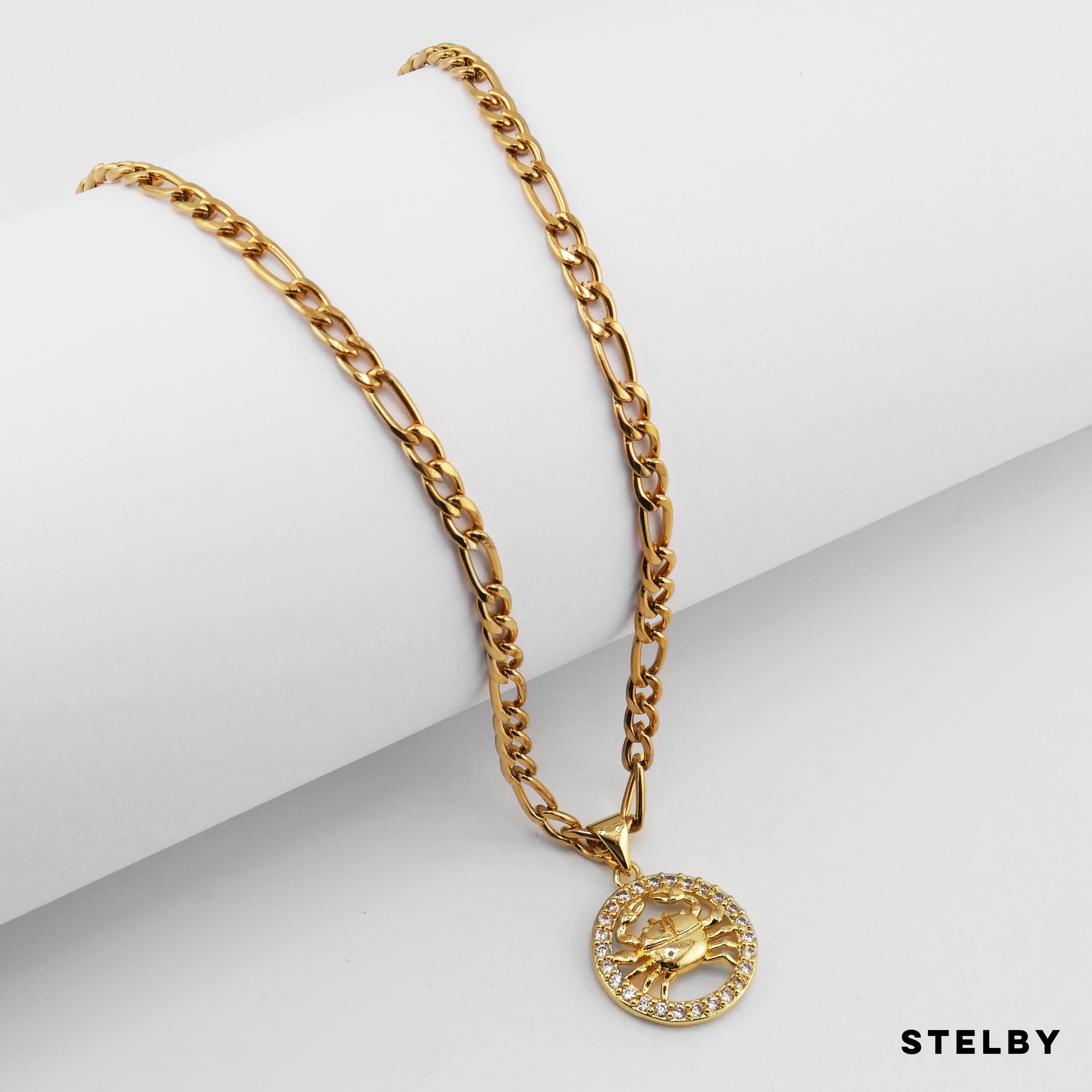 Stelby Kette mit Anhänger Sternzeichen Krebs Halskette vergoldet - Schmuck für Damen (Weihnachtsgeschenk), Valentinstaggeschenk, Muttertaggeschenk, Geburtstagsg – Bild 3 von 3