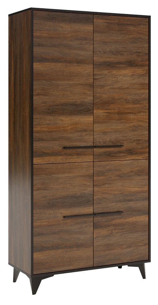 Feldmann-Wohnen Drehtürenschrank Kleiderschrank Frida (S2D) shirin walnuss / schwarz #dv50 (1-St) Schrank 91cm shirin walnuss schwarz