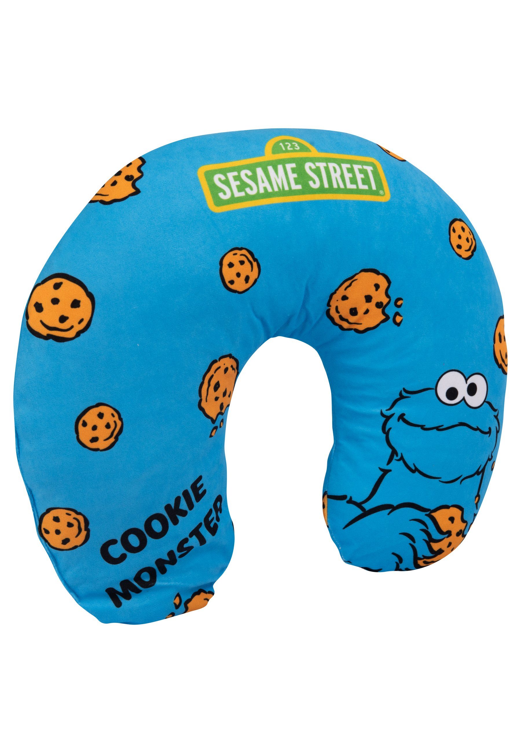 United Labels® Dekokissen Sesamstraße - Reisekissen Nackenhörnchen Krümelmonster