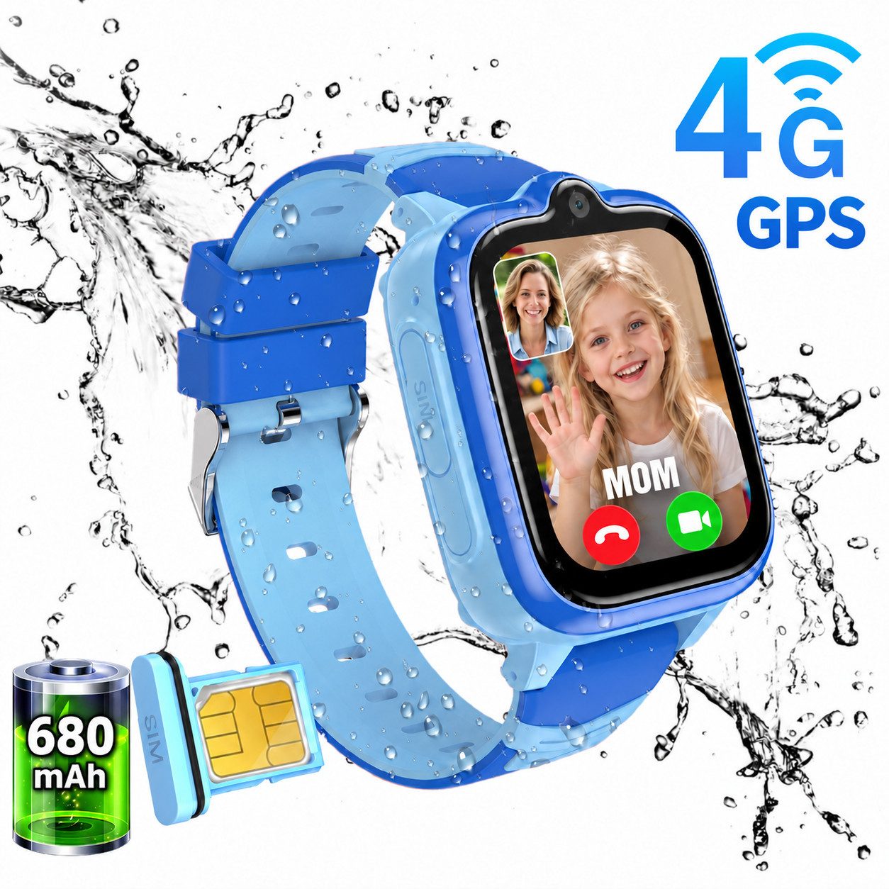 blackview Z10 Kinderuhr mit GPS und 4G, Installierbare APP Smartwatch (1,83 Zoll), 1,83", 8GB, GPS+LES+WiFi, 4G-LTE, IP67, SOS, Bluetooth