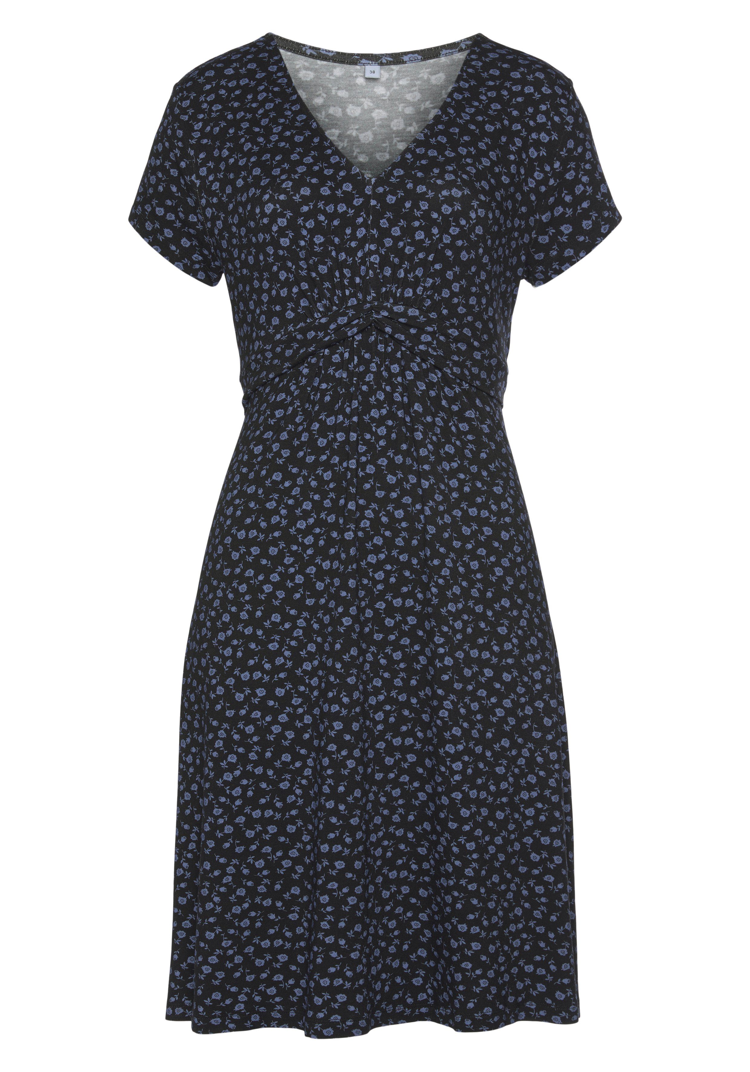 Vivance Jerseykleid mit Blümchenprint und V-Ausschnitt, günstig online kaufen