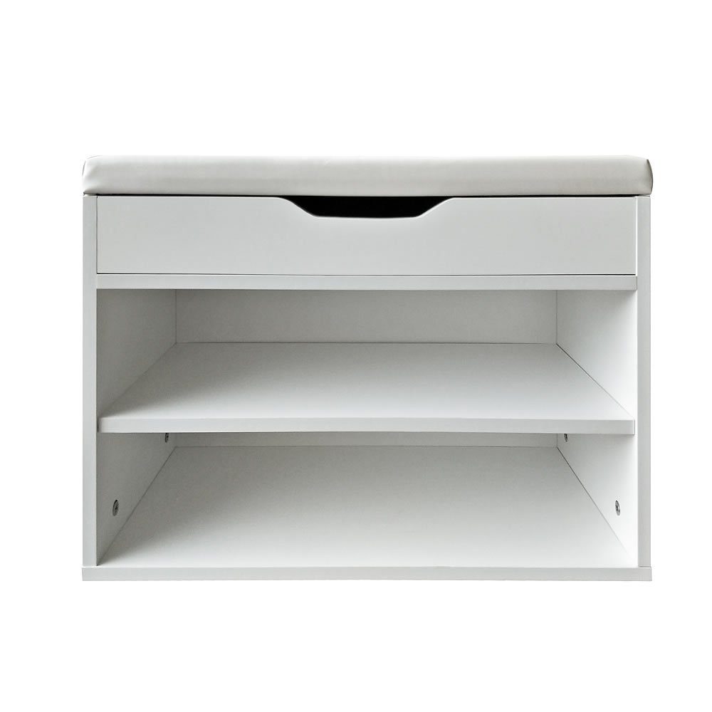 Mucola Schuhbank Schuhschrank Garderobenbank Sitzbank 60cm Regal Weiß Beton Grau (Stück), Langlebig